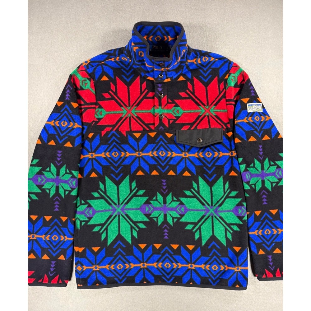 Size S - Polo Ralph Lauren Fleece Pullover multicolored geometric snowflakes